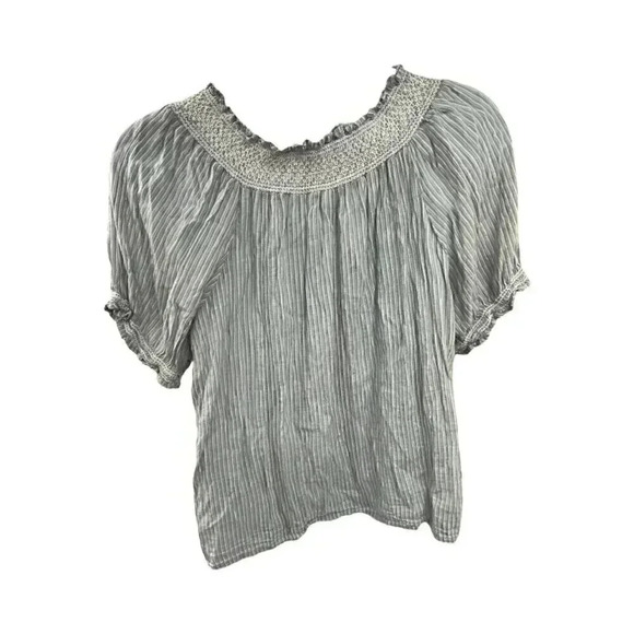 old navy short sleeve pin stripe women's blouse XL - Picture 2 of 5